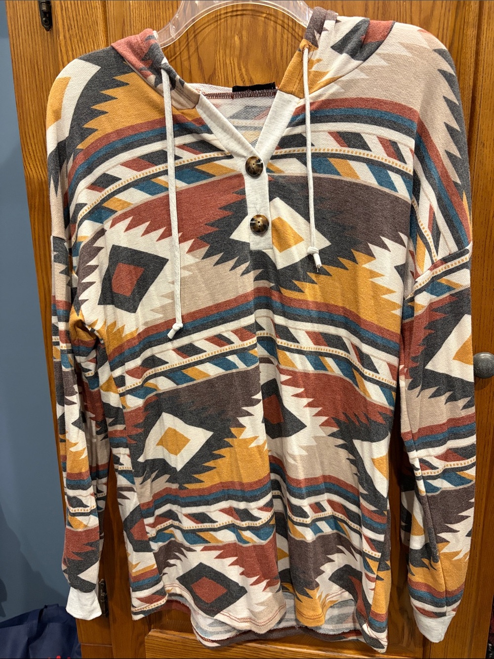 HEIMISH USA Aztec Crewneck Hoodie - Mustard, Teal, Rust, Cream, Brown size small